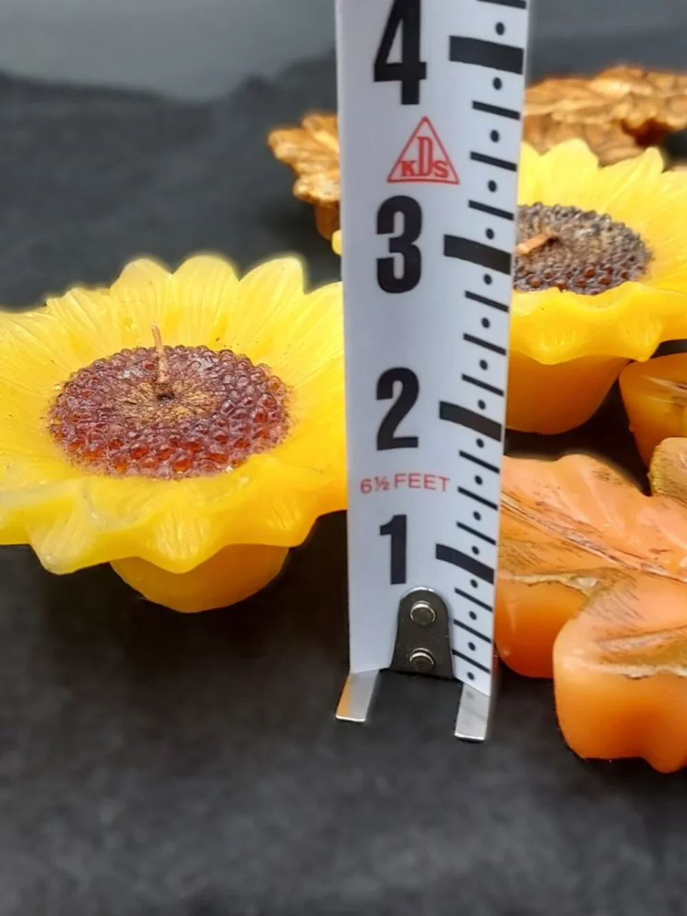 Vintage Fall Decor Bright Yellow Sunflowers & Fall Leaves Candles Set of 8